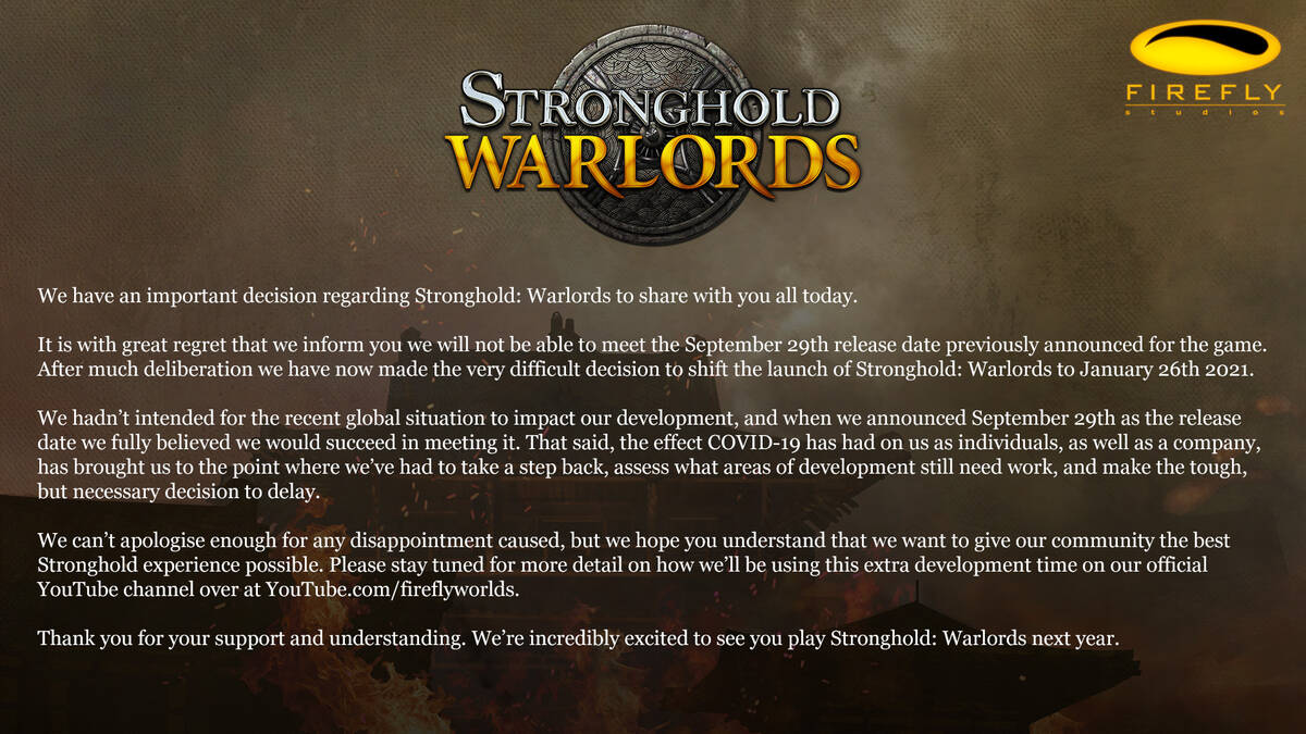 Релиз Stronghold Warlords перенесен на 2021 год