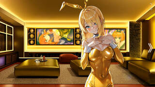 Bunny-girl with Golden tummy