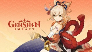 Ёимия из Genshin Impact таскает ящики и показывает свои Пиро-навыки